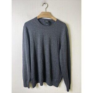 JOS A BANK Men’s Traveler Sweater Merino Wool Gray Long Sleeve Size Large